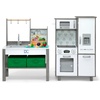 image:imageDelta Children Gourmet AllinOne Corner Play Kitchen  Toy Kitchen Playset with Safe amp Heatless Stove with Lights Oven Sink FridgeFreezer with Ice Maker and 20 Accessories NaturalWhiteNaturalWhite