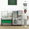 image:imageDelta Children Gourmet AllinOne Corner Play Kitchen  Toy Kitchen Playset with Safe amp Heatless Stove with Lights Oven Sink FridgeFreezer with Ice Maker and 20 Accessories NaturalWhiteGrey
