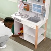 image:imageDelta Children Gourmet AllinOne Corner Play Kitchen  Toy Kitchen Playset with Safe amp Heatless Stove with Lights Oven Sink FridgeFreezer with Ice Maker and 20 Accessories NaturalWhiteGreen