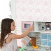 image:imageDelta Children Gourmet AllinOne Corner Play Kitchen  Toy Kitchen Playset with Safe amp Heatless Stove with Lights Oven Sink FridgeFreezer with Ice Maker and 20 Accessories NaturalWhitePink