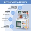 image:imageDelta Children Gourmet AllinOne Corner Play Kitchen  Toy Kitchen Playset with Safe amp Heatless Stove with Lights Oven Sink FridgeFreezer with Ice Maker and 20 Accessories NaturalWhiteGreen