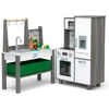 image:imageDelta Children Gourmet AllinOne Corner Play Kitchen  Toy Kitchen Playset with Safe amp Heatless Stove with Lights Oven Sink FridgeFreezer with Ice Maker and 20 Accessories NaturalWhiteNaturalWhite