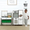 image:imageDelta Children Gourmet AllinOne Corner Play Kitchen  Toy Kitchen Playset with Safe amp Heatless Stove with Lights Oven Sink FridgeFreezer with Ice Maker and 20 Accessories NaturalWhiteNaturalWhite