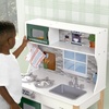 image:imageDelta Children Gourmet AllinOne Corner Play Kitchen  Toy Kitchen Playset with Safe amp Heatless Stove with Lights Oven Sink FridgeFreezer with Ice Maker and 20 Accessories NaturalWhiteGreen