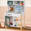 image:imageDelta Children Gourmet AllinOne Corner Play Kitchen  Toy Kitchen Playset with Safe amp Heatless Stove with Lights Oven Sink FridgeFreezer with Ice Maker and 20 Accessories NaturalWhiteGreen