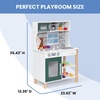 image:imageDelta Children Gourmet AllinOne Corner Play Kitchen  Toy Kitchen Playset with Safe amp Heatless Stove with Lights Oven Sink FridgeFreezer with Ice Maker and 20 Accessories NaturalWhiteGreen