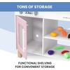 image:imageDelta Children Gourmet AllinOne Corner Play Kitchen  Toy Kitchen Playset with Safe amp Heatless Stove with Lights Oven Sink FridgeFreezer with Ice Maker and 20 Accessories NaturalWhitePink