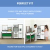image:imageDelta Children Gourmet AllinOne Corner Play Kitchen  Toy Kitchen Playset with Safe amp Heatless Stove with Lights Oven Sink FridgeFreezer with Ice Maker and 20 Accessories NaturalWhiteNaturalWhite