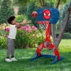image:imageDelta Children PAW Patrol 4in1 Sports Center  Adjustable Easy Score Basketball Hoop SoccerHockey Net and Golf Game BlueMarvel Spiderman