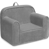 image:imageDelta Children Personalized Sherpa Cozee Chair  Customize with Name  Foam Kids Chair for Ages 18 Months and Up Hot PinkGrey Mink Velvet