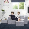 image:imageDelta Children Serta Perfect Sleeper Convertible Sofa amp Play Set for Kids and Toddlers Modular Foam Couch and Flip Out Lounger with 2 Ottomans GreyGrey