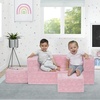 image:imageDelta Children Serta Perfect Sleeper Convertible Sofa amp Play Set for Kids and Toddlers Modular Foam Couch and Flip Out Lounger with 2 Ottomans GreyPink