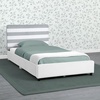 image:imageDelta Children Upholstered Twin Size Bed with Headboard Premium Wood Slat Support No Box Spring Needed Easy Assembly GreyWhite StripeGreyWhite Stripe