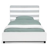 image:imageDelta Children Upholstered Twin Size Bed with Headboard Premium Wood Slat Support No Box Spring Needed Easy Assembly GreyWhite StripeGreyWhite Stripe