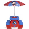 image:imageDisney Mickey Mouse 4 Seat Activity Picnic Table with Umbrella and Lego Compatible Tabletop by Delta Children