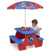 image:imageDisney Mickey Mouse 4 Seat Activity Picnic Table with Umbrella and Lego Compatible Tabletop by Delta Children
