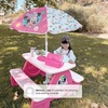 image:imageDisney Minnie Mouse 4 Seat Activity Picnic Table with Umbrella and LEGO Compatible Tabletop by Delta Children