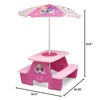 image:imageDisney Minnie Mouse 4 Seat Activity Picnic Table with Umbrella and LEGO Compatible Tabletop by Delta Children