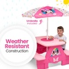 image:imageDisney Minnie Mouse 4 Seat Activity Picnic Table with Umbrella and LEGO Compatible Tabletop by Delta Children