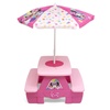 image:imageDisney Minnie Mouse 4 Seat Activity Picnic Table with Umbrella and LEGO Compatible Tabletop by Delta Children