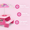 image:imageDisney Minnie Mouse 4 Seat Activity Picnic Table with Umbrella and LEGO Compatible Tabletop by Delta Children