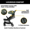 image:imageJeep Altitude Compact Travel Stroller by Delta Children Greenguard Gold Easy One Hand Fold Lightweight Extendable Canopy with PeekaBoo Window Reclining Seat 4 Wheel Suspension TanOlive Green