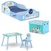 image:imageDelta Children  CoComelon 4Piece Toddler RoominaBox Set  Includes Sleep and Play Toddler Bed Table 1 Chair and Fabric Toy Box GreenBluey