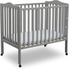 image:imageDelta Children Folding Portable Mini Baby Crib with 15inch Mattress  Greenguard Gold Certified WhiteGrey