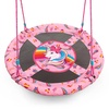 image:imageDelta Children Rainbow amp Unicorn 40Inch Saucer Swing for Kids  Attaches to Swing Sets or Trees  Includes All Necessary Hanging Hardware amp Rope Pink