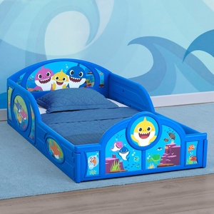 image:imageBaby Shark Plastic Sleep and Play Plastic Toddler Bed with Attached Guardrails by Delta Children Blue