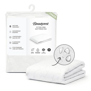 image:imageBeautyrest Kids Fitted Crib Mattress Pad  Waterproof  52 x 28  Machine Washable White