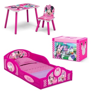 image:imageDelta Children  CoComelon 4Piece Toddler RoominaBox Set  Includes Sleep and Play Toddler Bed Table 1 Chair and Fabric Toy Box GreenMinnie Mouse