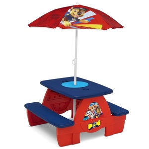 image:imageDelta Children 4 Seat Activity Picnic Table with Umbrella and Lego Compatible Tabletop PAW Patrol