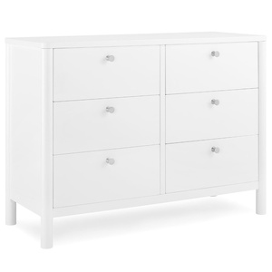 image:imageDelta Children Brooks 6 Drawer Dresser with Interlocking Drawers Includes 3 Sets of Knobs  Choose from Natural Brushed Nickel amp Melted Bronze Bianca WhiteBianca White