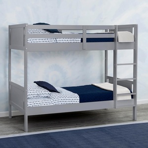 image:imageDelta Children Convertible Twin Over Twin Wood Bunk Bed with Ladder and Guardrails  Use as Bunk Bed or 2 StandAlone Twin Beds GreyBunk Bed Only