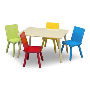 image:imageDelta Children Kids Table and Chair Set 4 Chairs Included GreyBlueNaturalPrimary Colors
