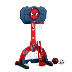 image:imageDelta Children PAW Patrol 4in1 Sports Center  Adjustable Easy Score Basketball Hoop SoccerHockey Net and Golf Game BlueMarvel Spiderman