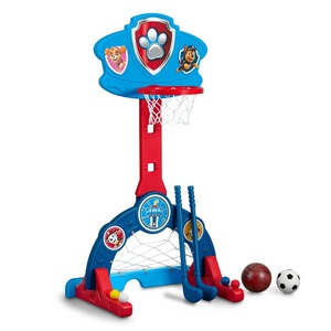 image:imageDelta Children PAW Patrol 4in1 Sports Center  Adjustable Easy Score Basketball Hoop SoccerHockey Net and Golf Game BluePaw Patrol