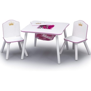 image:imageDelta Children Princess Crown Kids Wood Table and Chair Set with Storage  Greenguard Gold Certified WhitePinkFurniture