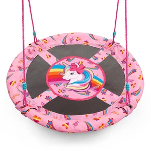 image:imageDelta Children Rainbow amp Unicorn 40Inch Saucer Swing for Kids  Attaches to Swing Sets or Trees  Includes All Necessary Hanging Hardware amp Rope Pink