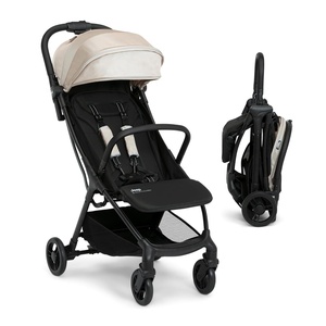 image:imageJeep Altitude Compact Travel Stroller by Delta Children Greenguard Gold Easy One Hand Fold Lightweight Extendable Canopy with PeekaBoo Window Reclining Seat 4 Wheel Suspension TanTan