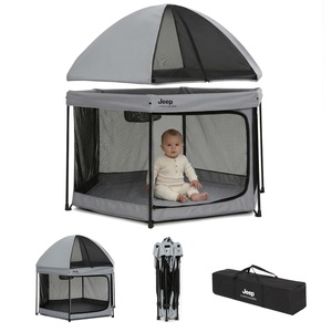image:imageJeep Hexagon Pop Up Play Yard with Removable Canopy  Ideal for Indoor and Outdoor Use Olive GreenGrey