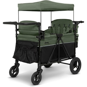 image:imageJeep Wrangler Deluxe 4 Seater Stroller Wagon by Delta Children  Premium Quad Stroller Wagon for 4 Kids with Convertible Seats Adjustable PushPull Handles Removable Canopy amp Flat Fold GreyBlackGreen
