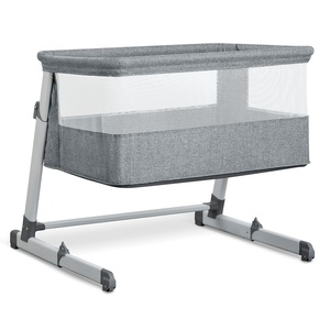 image:imageSimmons Kids Deluxe Bedside Bassinet  by The Bed Bassinet Features Breathable Mesh Sides for Airflow Wheels amp Adjustable Height Grey Tweed