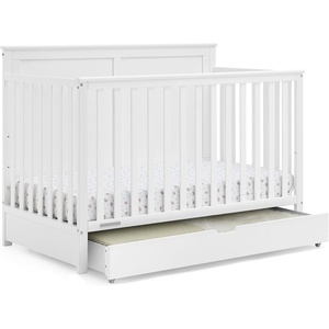 image:imageSimmons Kids Logan 6in1 Convertible Crib with Underdrawer  Greenguard Gold Certified ChestnutBianca White