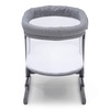 image:imageSimmons Kids Oval City Sleeper Bedside Bassinet  Adjustable Height Portable Crib with Wheels amp Airflow Mesh Grey Tweed