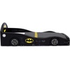image:imageDelta Children  Batman Batmobile Deluxe Car Plastic Sleep and Play Toddler Bed with Attached GuardrailsToddler Bed with Mattress