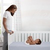 image:imageSimmons Kids Quiet Nights 4inch Mini Crib Mattress  GREENGUARD Gold  Waterproof  Sustainably Sourced Core Fiber Core WhiteBlueFull Size Crib Mattress