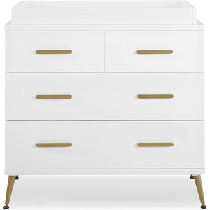 image:imageDelta Children Sloane 4 Drawer Dresser with Changing Top Bianca White wMelted BronzeBianca White WMelted Bronze
