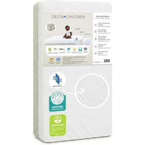 image:imageDelta Children Summer Breeze Mattress  Breathable Baby Crib amp Toddler Mattress with Cloud Core  Machine Washable Cover  GREENGUARD Gold  Waterproof  Sustainably Sourced Core ApricotWhiteSpring Breeze